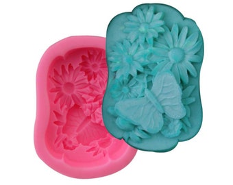 Silicone Soap Mold Mould DIY Butterfly Flower Loiton Bar Tool