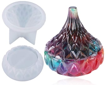 Pyramid Box Molds with Lid: Epoxy Resin Making Jewelry Storage Jar Silicone Molds