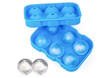 Silicone Ice Ball Maker: 6-Hole Whiskey Ice Tray with Lid, Lollipop Molds
