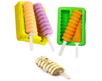 Silicone Ice Pop Molds with Lids: Stackable Ice Lollies Mold Set of 2