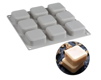 9-Cavity Square Silicone Soap Mold: DIY Ice Cube, Pudding, Cake Pan