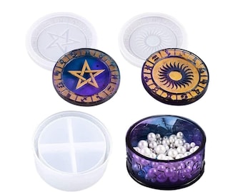 Star Sign Storage Box Silicone Mold with Lid: Epoxy Resin Making Jar Mould