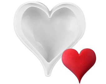 6-Inch Pointed Heart Silicone Baking Mold for Mousse Cake, 3D Silicone Cake Mold Tray, French Dessert Baking Pan, Easy Release (1-Cavity)