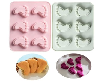 2 Pack Cute Baby Foot Silicone Molds for Baby Shower Party Footprint Chocolate Candy Gummy Jello Jelly-RANDOM COLOR