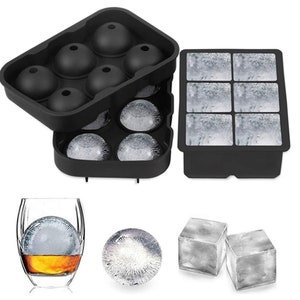 Ice Cube Trays - Large Whiskey Ice Ball, Round Silicone Ice Cube Trays with Lids, Reusable Ice Cube Molds BPA-Free (Set of 2)