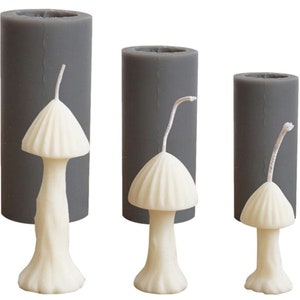 3 pieces Silicone Candle Mold Mushroom Shape Candle Mold for Candle Making DIY Crafts Tool Durable Plastic Candle Mold Supplies for Wedding
