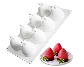 3D Strawberry Silicone Mold: Mousse Cake Baking, French Dessert (8-Cavity)