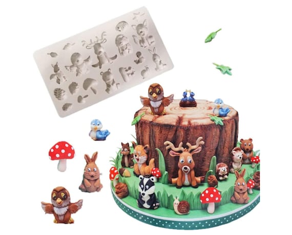 Silicone Animal Fondant Molds,jungle Safari Animal Molds Cake Decorating  Supplies for Cake Candy Chocolate Decorating Tray Party Baby Shower 