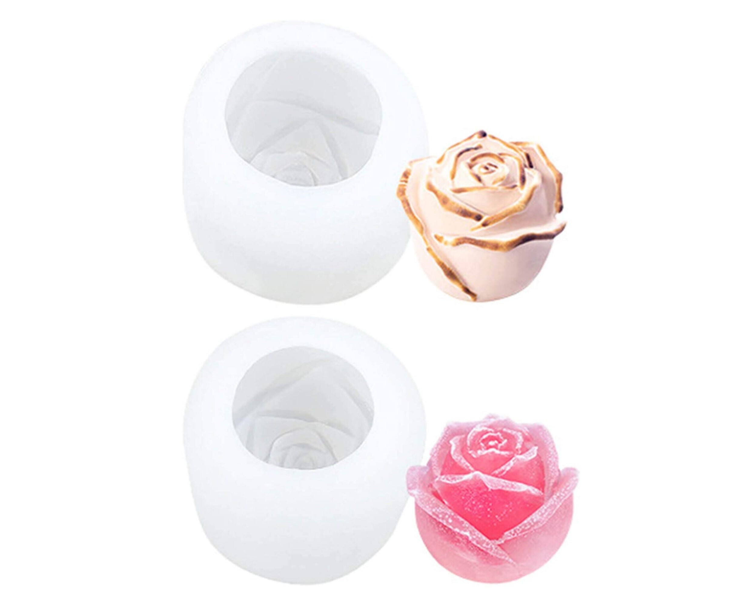 Silicone Ice Cube Trays with Lid,3D Rose Shape Ice Cube Mold Ice Ball  Maker, BPA Free Moulds,Easy-Release Silicone and Flexible Trays, Reusable  Best