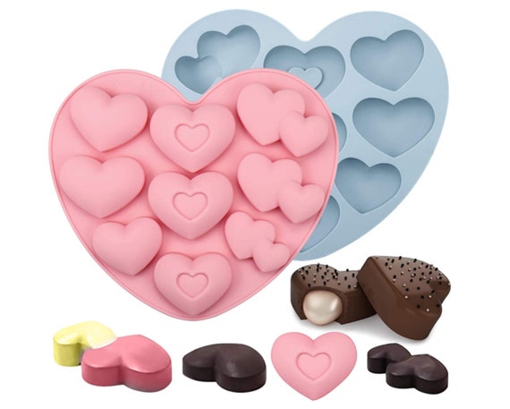 Juego de 3, mini moldes de silicona con forma de corazón y gotero,  encontrar moldes de chocolate para moldes de chocolate para hornear  chocolate: rojo, azul y verde : : Hogar y