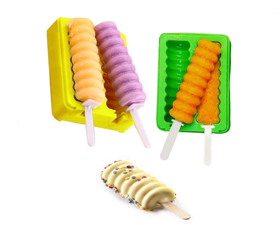 2 PCS Ice Pop Molds Silicone Large Popsicle Molds With Lids for Kid  Stackable Cake Pop Mold With Reusable Sticks for Homemade Popsicles Cake 