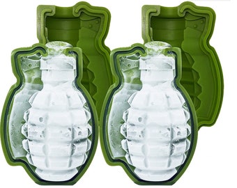 3D Grenade Silicone Molds, Large Whiskey Ice Cubes, Bath Bombs (Set of 2)
