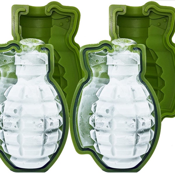 3D Grenade Silicone Mold Set of 2, Large Ice Cube for Whiskey, Silicone Molds for Fat Bombs, Ideal for Baking