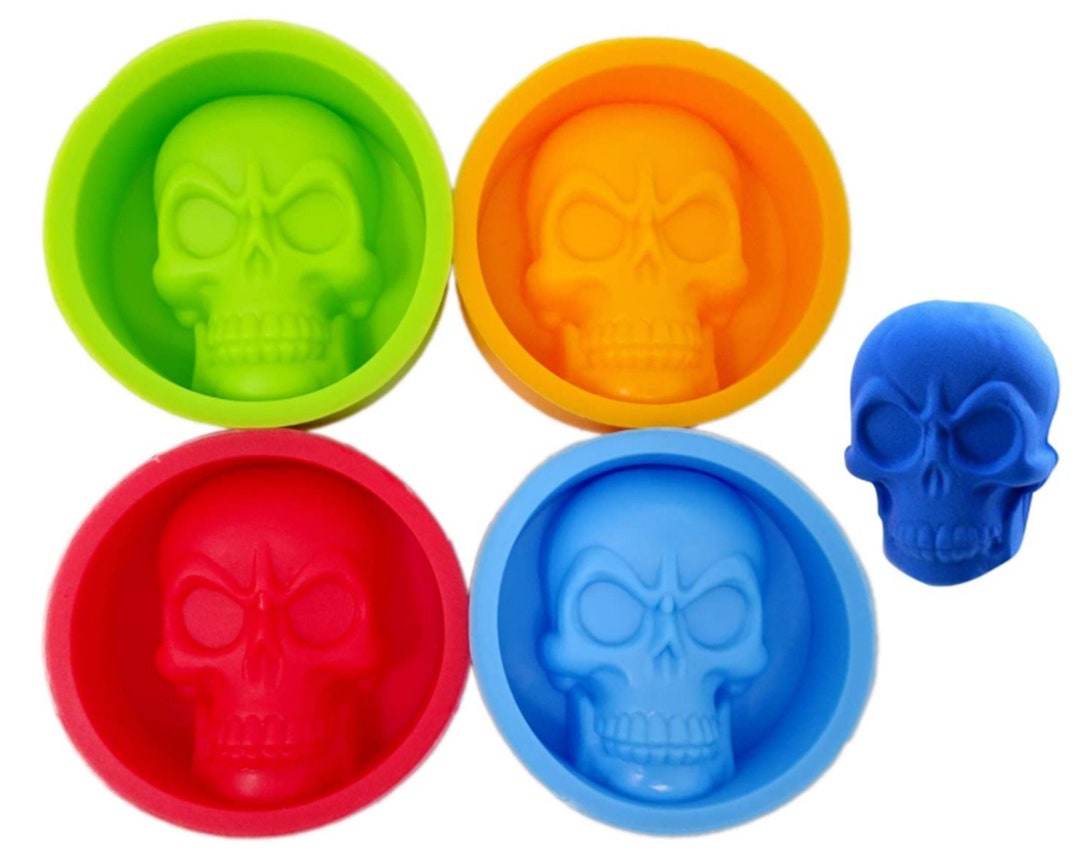 4 Stück Halloween Schädel Kopf Silikonformen für Seife, Eiswürfel ...