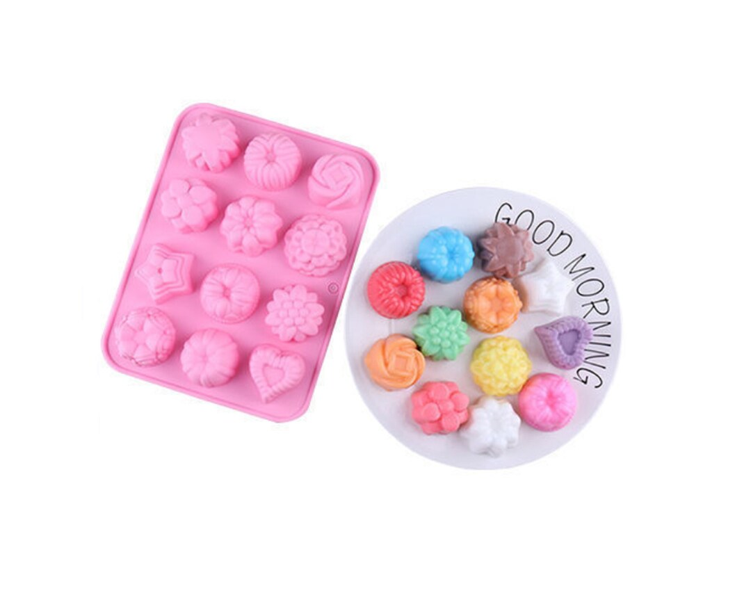 Flower Shape Candy Molds,flowers and Heart Shape Non Stick Silicone