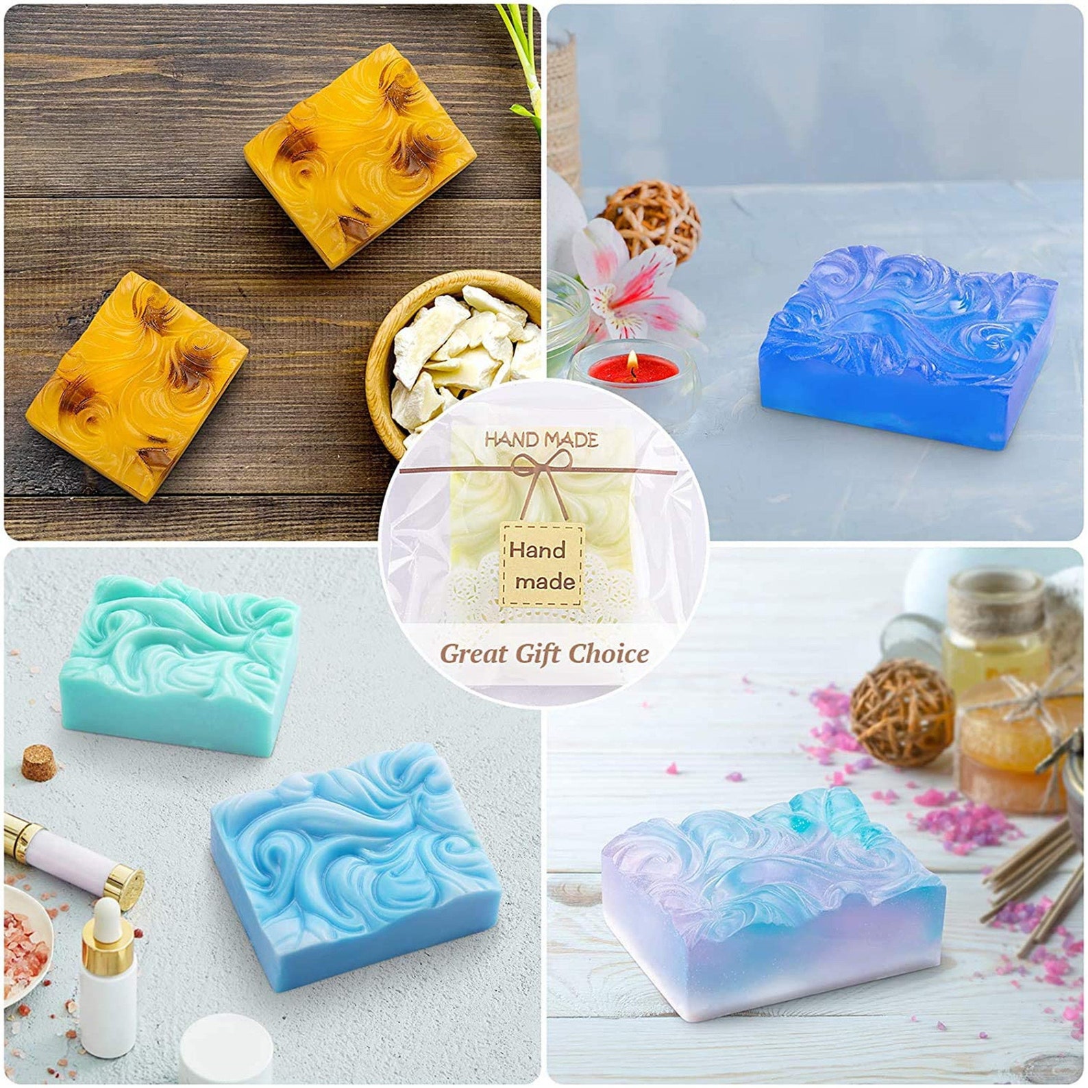 4cavity Ocean Wave Soap Mold Sea Wave Silicone Cake Baking Etsy