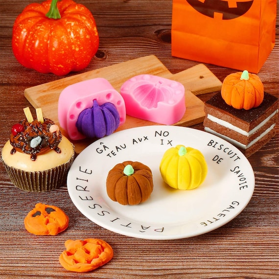 7 Pcs Halloween Cake Fondant Molds, Halloween Mini Resin Molds Polymer Clay  Molds, Pumpkin Silicone Cake Mold Cupcake Chocolate Mold