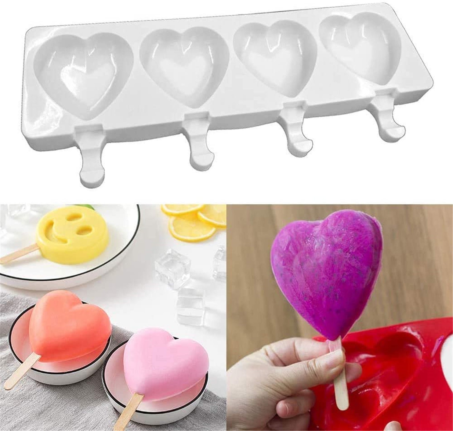 2 Pack Popsicle Molds Large Ice Pop Molds Silicone 4 Cavities Etsy