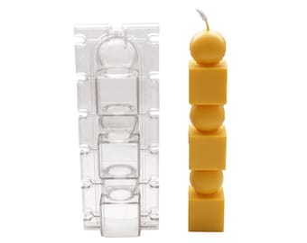 Geometric Candle Mould Plastic Mold : 3D Columnar Square Layered Candle Making