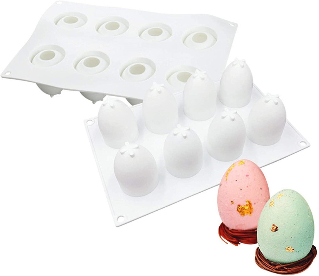 2PCS 3D Easter Egg Baking Mold 2 Sizes Easter Egg Silicone Mold for