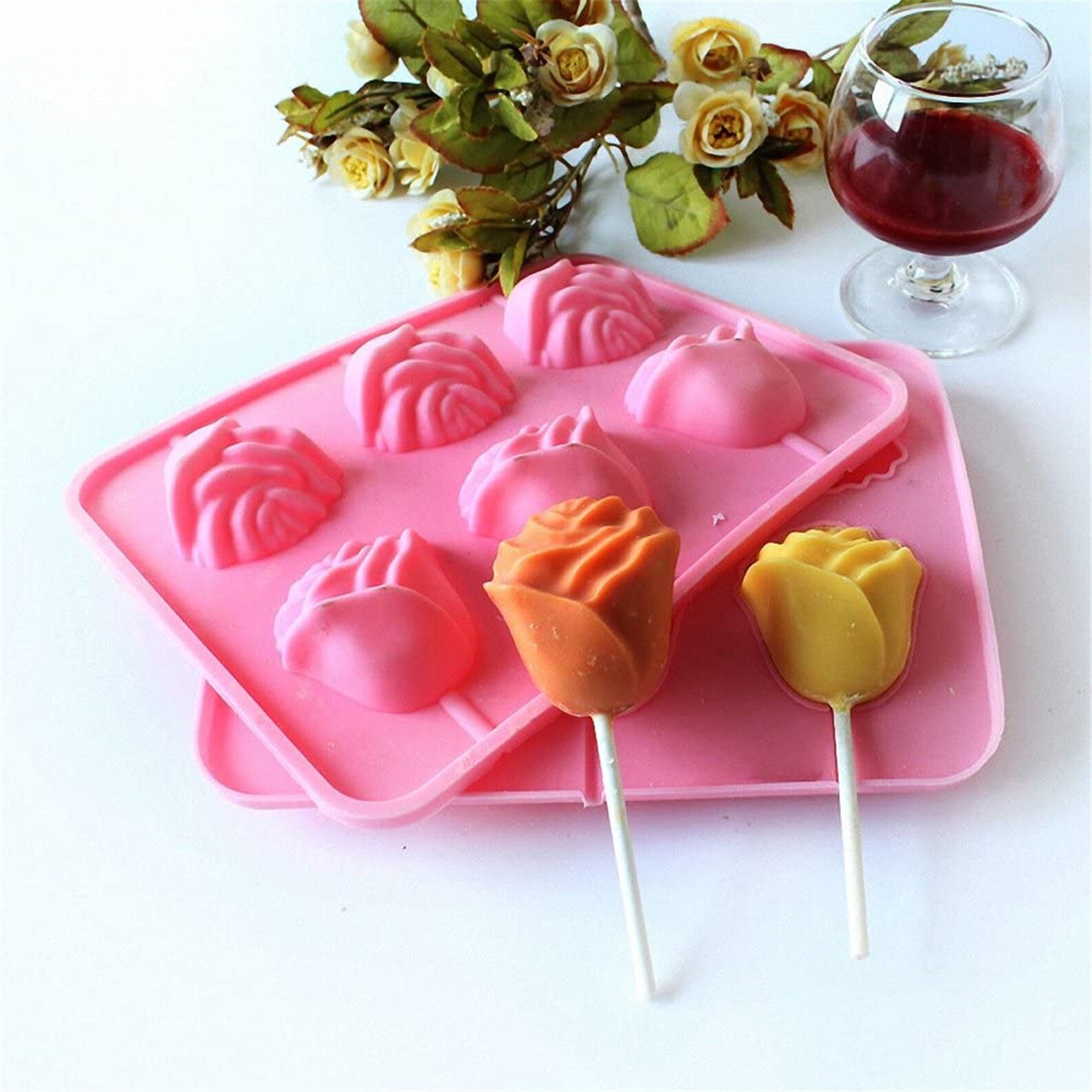 3D Flower Lollipop Mold and 20pcs Sticks Rose Silicone Lolly Etsy UK