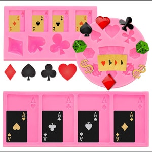 3 Piezas Moldes de Silicona para Tarjetas de Póker de Casino Moldes Divertidos para Caramelos Herramienta de Molde de Silicona para Bricolaje para Suministros para Fiestas Temáticas de Casino, Fiesta de Cumpleaños de Casino