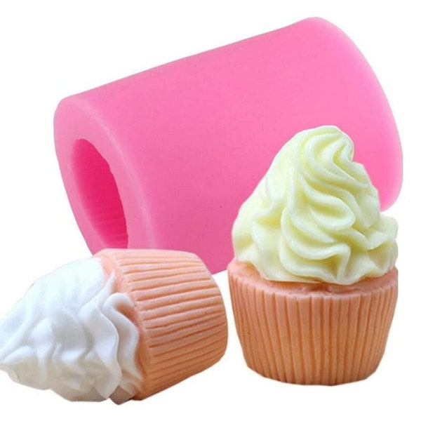 Moule à savon 3D pour cupcakes, savon en silicone/bougie/pâte polymère/moule en plâtre Cornet de glace délice