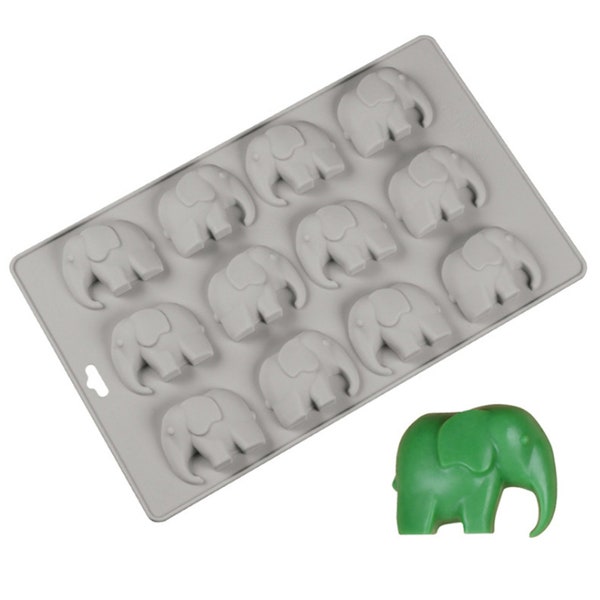 12 Cavities Elephant Chocolate Candy Silicone Mold Gummy Fat Bomb Mold Resin Clay Mini Soap Crayon Mold Ice Cube Tray Cake Cookie Baking Pan