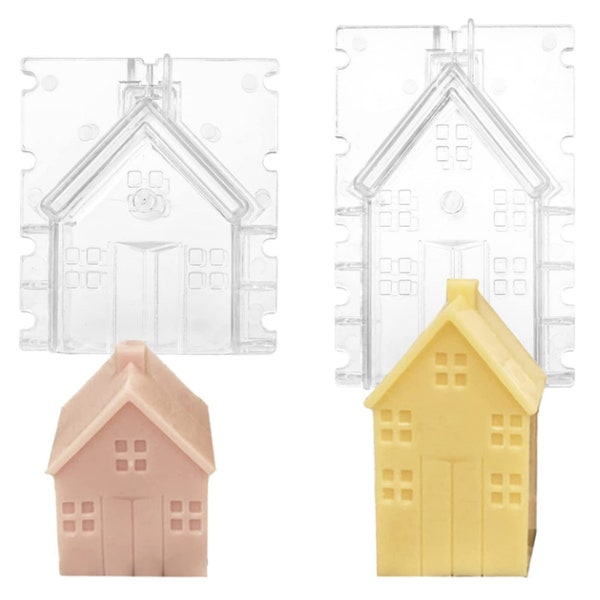 2 Pcs House Candle Acrylic Molds, Plastic Handmade Candles Scented Handcraft Molds for Candle/Soap/Bath Bomb Making, Mother's Day