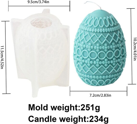 3D Easter Eggs Silicone Candle Mould, Embossed Pattern Easter Egg Silicone  Mold 