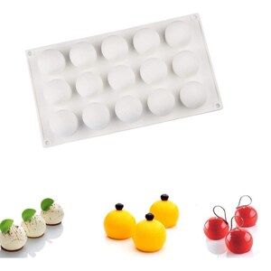 15 Holes Ball Sphere Cake Silicone Mold, DIY Fondant Chocolate Mousse Dessert Baking Mold Tray MultiFunction 3D Cupcake Mold
