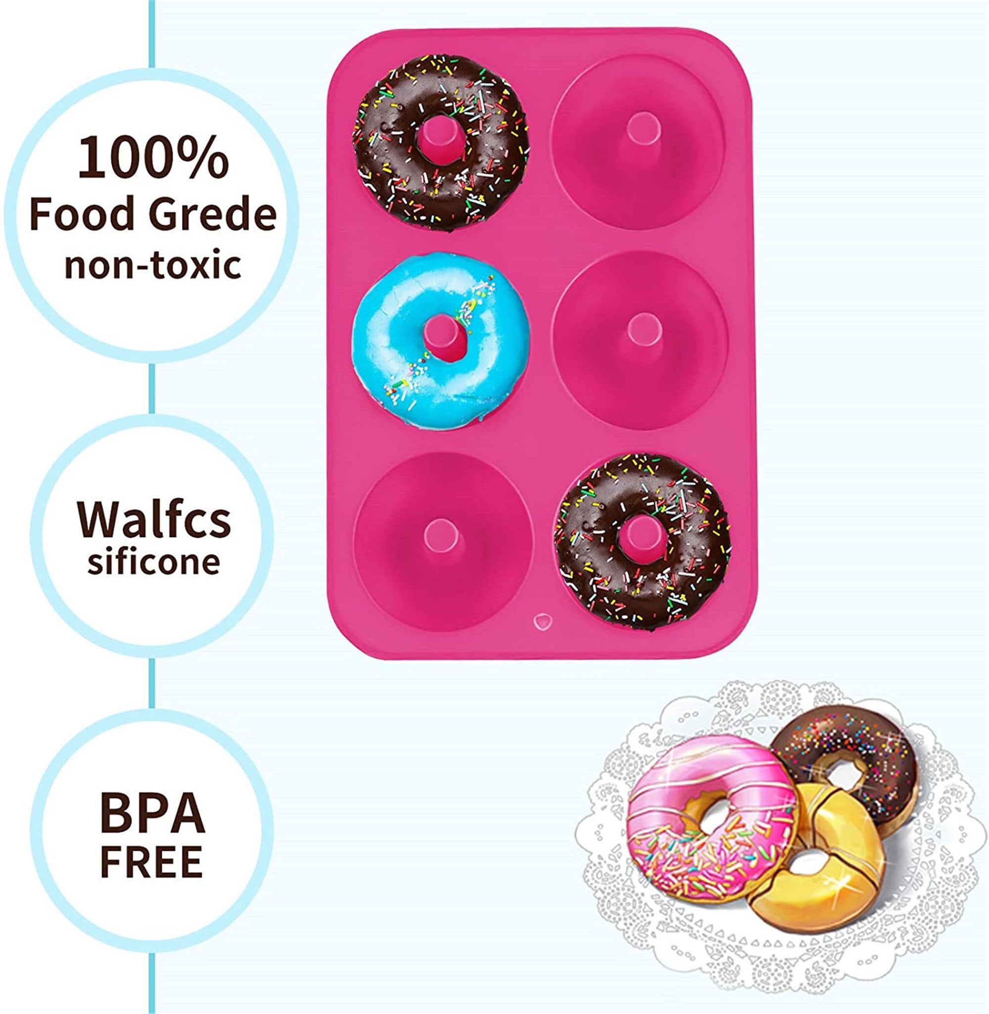 WADY Molde de silicona para donuts con 8 agujeros : : Hogar y  cocina