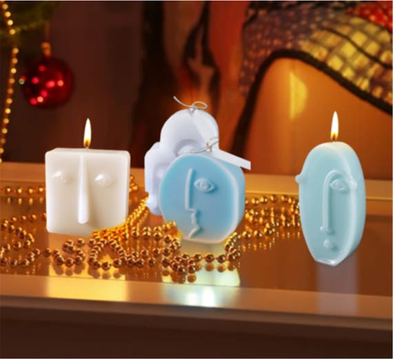 Stampo per candela in silicone con volto umano astratto 4 pezzi per la  fabbricazione di candele