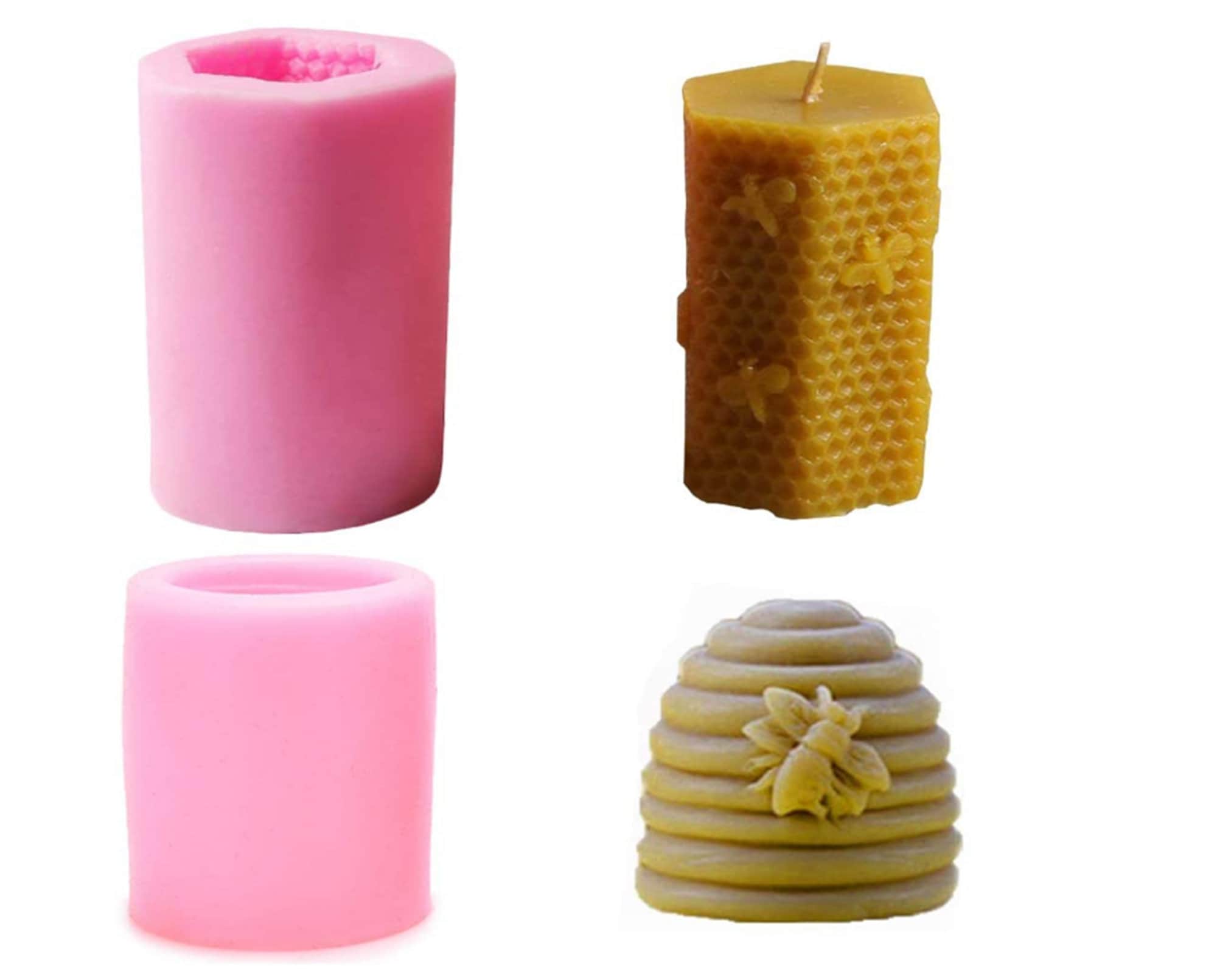 2 Pack 3D Bee Honeycomb Candle Mold Beehive Silicone Mold for Homemade  Beeswax Candle Soap Hand Lotion Bar Crayon Wax Melt Hives Candle Mold 