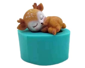 Creative 3D Animal Sleeping Cerf Moule DIY Résine Moule Chocolat Bonbons Cupcake Fondant Décoration De Gâteau Outils (Couleur Aléatoire)