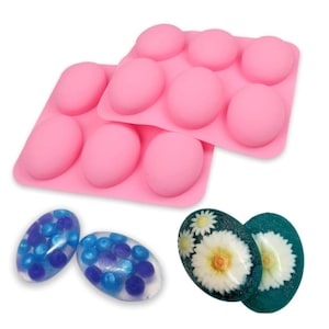 Set of 2 Silicone Mold For Handmade Soap 6 Cavity Oval Shape fat bath bombs