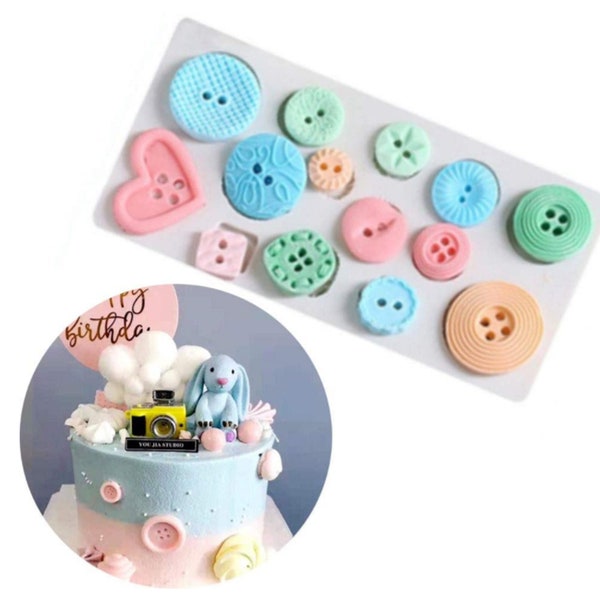 Silicone Mold Button Shape Silicone Fondant Mold for Cake Border Decorating, Candy Chocolate Gumpaste Resin Button Making Mold