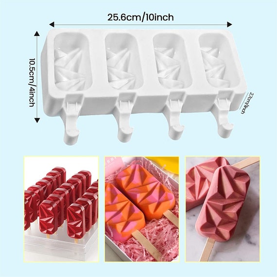 2 Pieces Cakesicle Molds Silicone Popsicle Mold 4 Cavities Cake