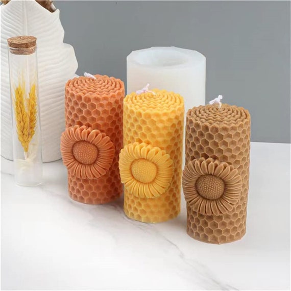 3D Cylinder Bee Honeycomb Mold Beeswax Candles Soaps Lotion Bars