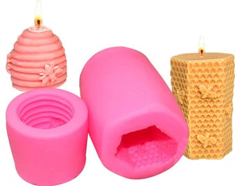 Bee Honeycomb Silicone Candle Molds - DIY Soap Lotion Bar Moulds (2 Pack)