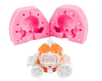 3D Pumpkin Carriage Silicone Candle Mold Fondant Wedding Cake Decorating Tools Chocolate Mould Resin Clay Soap Molds