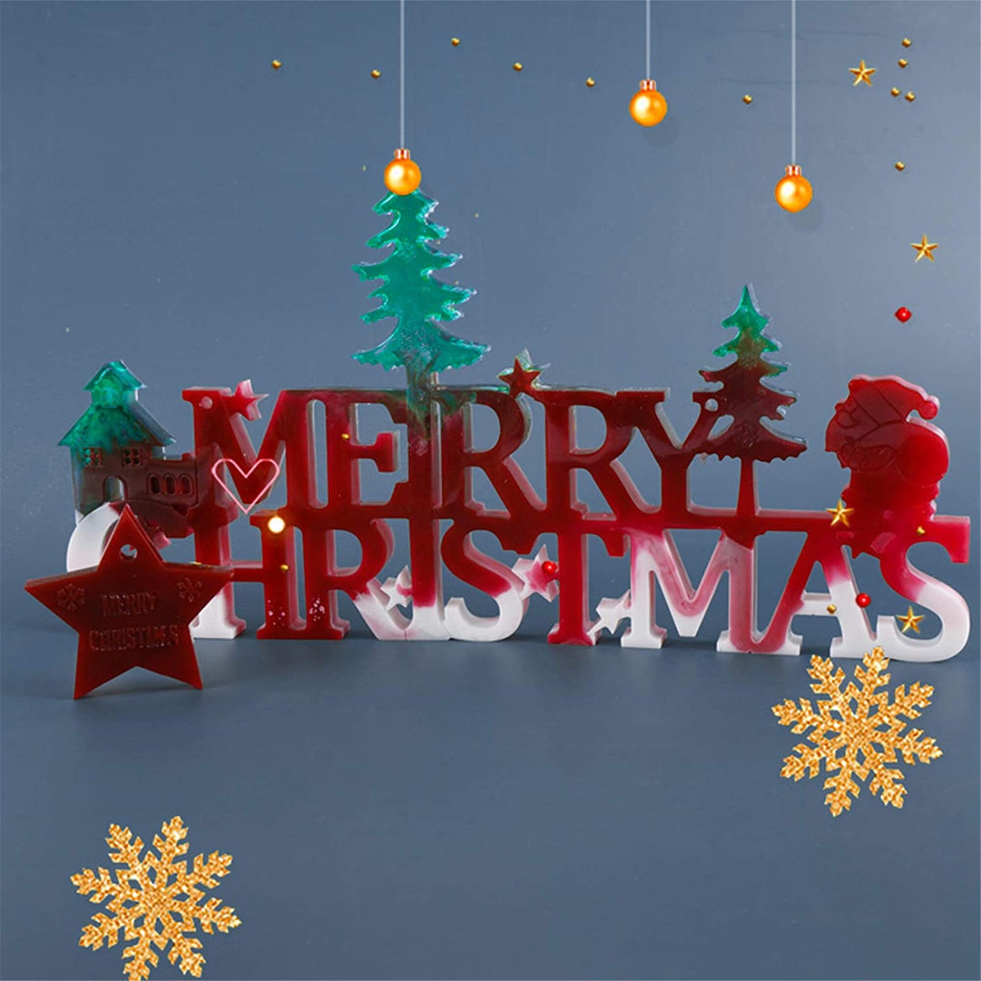 Christmas Molds Silicone Epoxy Resin Mold, Keychain Molds for Epoxy Resin,  Car Rear View Mirror Pendant Gift, Christmas Decorations for Epoxy Resin