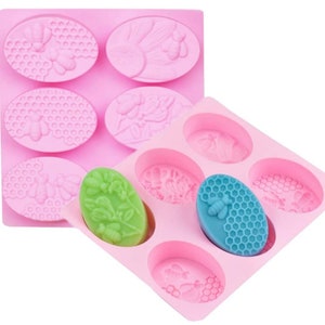 2 PCS 3D Bumble Bee Soap Molds Honeybee Molds Silicone for Homemade Soaps Lotion Bar Jello Bath Bomb Beeswax Resin Chocolate Dessert
