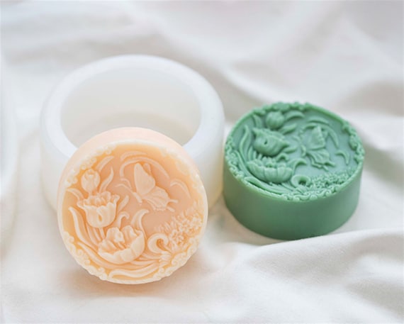 Flower Round Silicone Soap Molds Bar Soap Making Mould Handmade Craft Soap  Form
