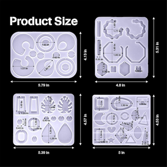 4 Pieces Resin Molds Jewelry Casting Molds Silicone Pendant Mould Epoxy  Resin Molds DIY Craft Mould for DIY Women Earrings, Resin Jewelry 