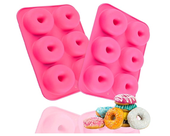 Silicone Donut Mold Heat Resistant, Make Perfect Donut Cake Biscuit Bagels,  BPA FREE and Dishwasher Safe, Set of 2 