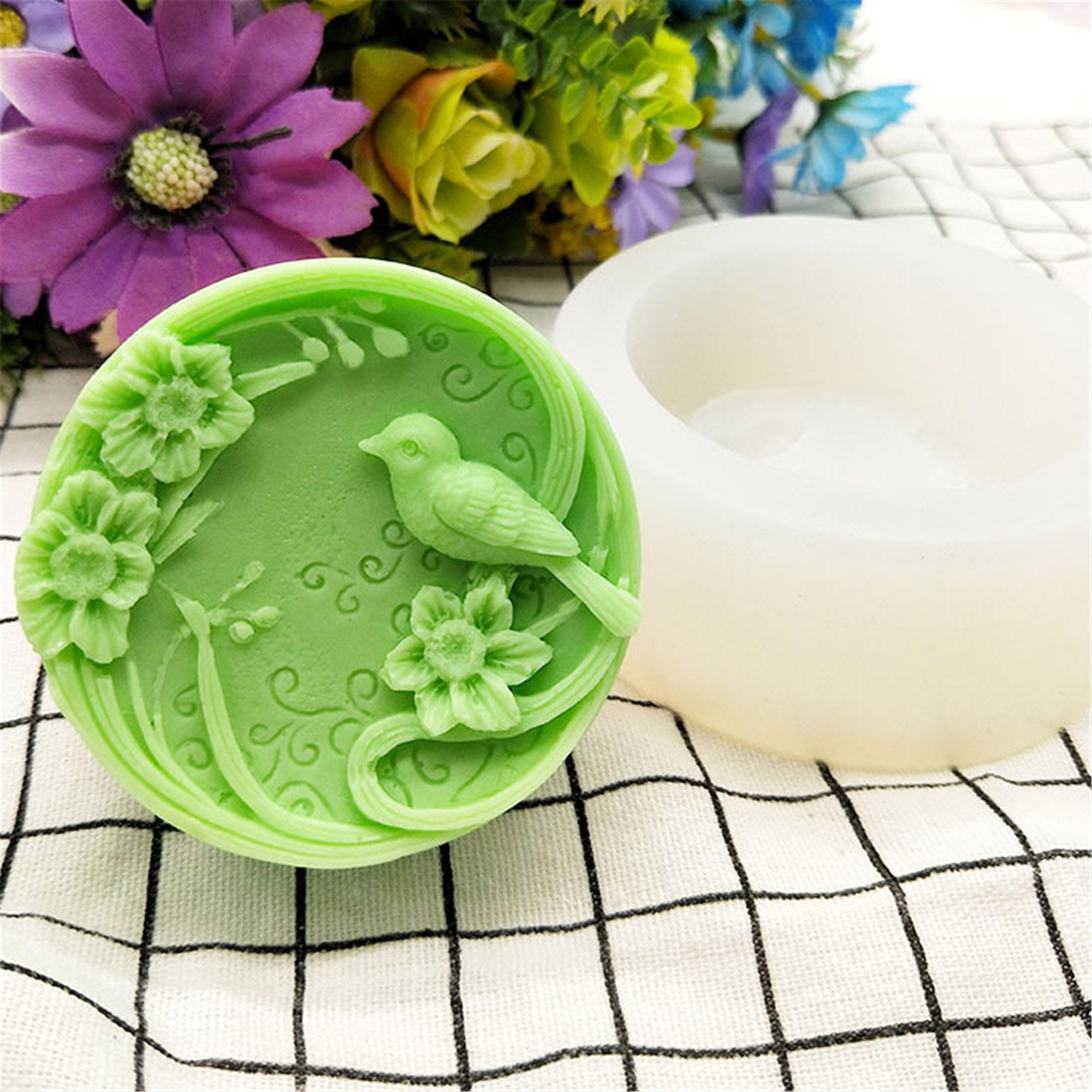 Silicone Soap Molds Bird Mold Flower Mold Craft Soap Making Mold Handmade  Soap