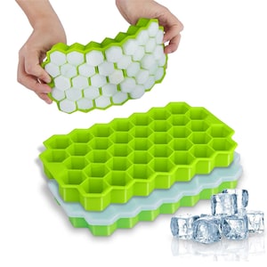Ice Cube Trays, 2 Pack Silicone Ice Cube Molds with Lid 74-Ice Trays BPA Free, for Whiskey, Cocktail, Stackable Flexible Safe Ice Cube Molds