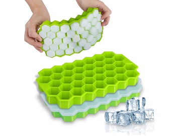 Silicone Ice Cube Trays with Lids: Stackable Ice Molds, 2-Pack