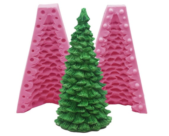 2-Size Christmas Tree Silicone Molds - Large & Small Douglas Fir Molds For Candles, Soap & Resin Crafts